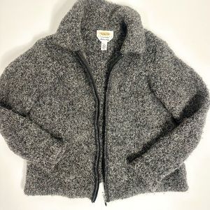 Vintage Talbots Italian Wool Crop Full Zip Textured Sherpa Knit Boucle Sweater